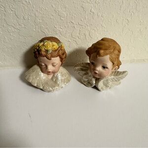 Vintage SR Ceramic Angel Bust Figurines – Set of 2, 3” Tall